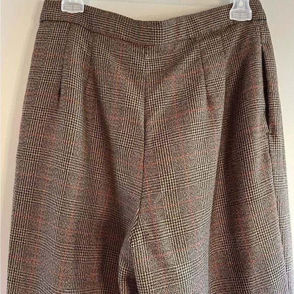 VTG Jennifer & Grace Brown Wool Plaid Pleated Front Cuffed Trouser Pants | SZ 12 - Picture 8 of 10